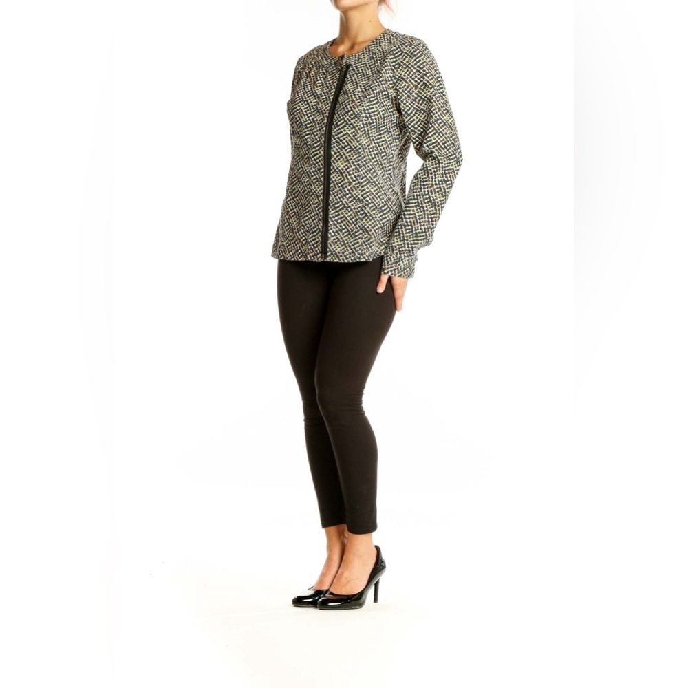 CAbi Black and Green Woven Zip-Front Blazer - Picture 10 of 12